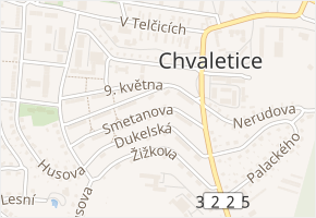 Smetanova v obci Chvaletice - mapa ulice