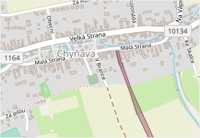 V Brance v obci Chyňava - mapa ulice