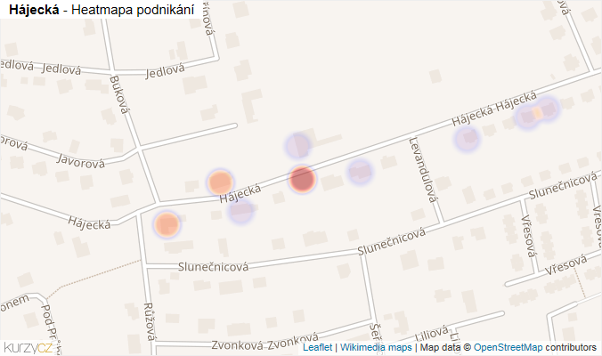 Mapa Hájecká - Firmy v ulici.