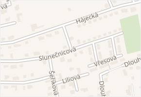 Slunečnicová v obci Chýně - mapa ulice