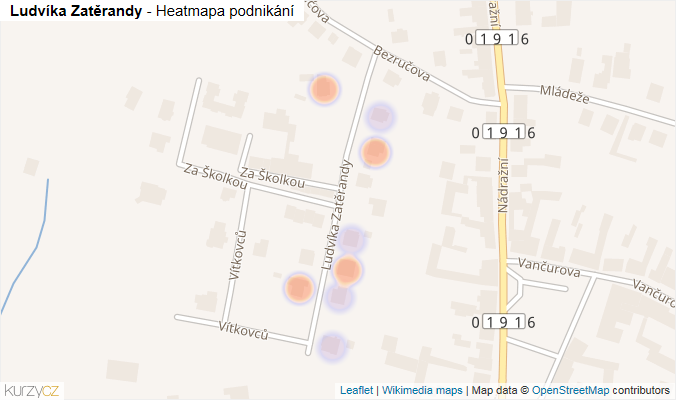 Mapa Ludvíka Zatěrandy - Firmy v ulici.