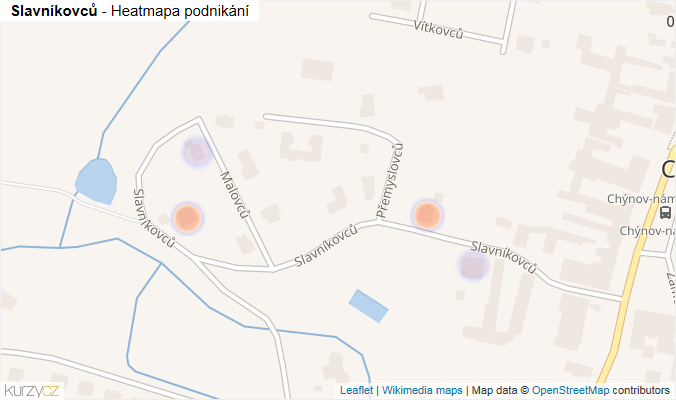 Mapa Slavníkovců - Firmy v ulici.