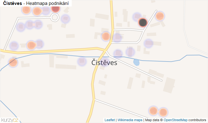 Mapa Čistěves - Firmy v části obce.
