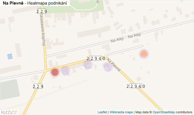 Mapa Na Plevně - Firmy v ulici.