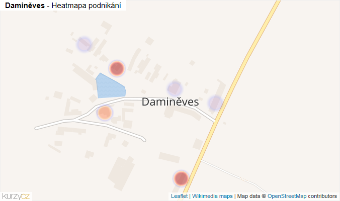 Mapa Daminěves - Firmy v části obce.