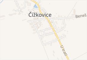 Komenského v obci Čížkovice - mapa ulice