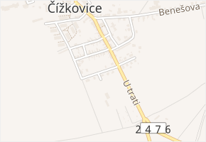 U hřiště v obci Čížkovice - mapa ulice