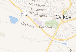 Čechova v obci Cvikov - mapa ulice