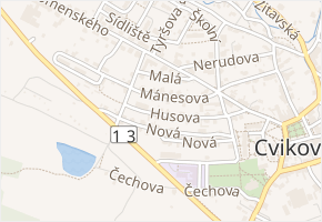 Husova v obci Cvikov - mapa ulice