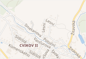 Lesní v obci Cvikov - mapa ulice