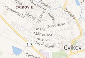 Malá v obci Cvikov - mapa ulice