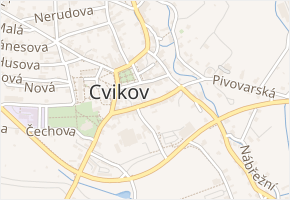 Průjezd v obci Cvikov - mapa ulice