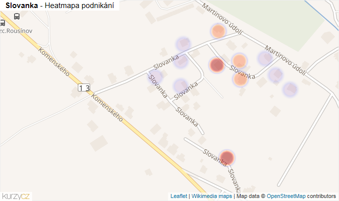 Mapa Slovanka - Firmy v ulici.
