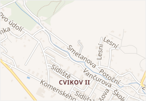 Smetanova v obci Cvikov - mapa ulice