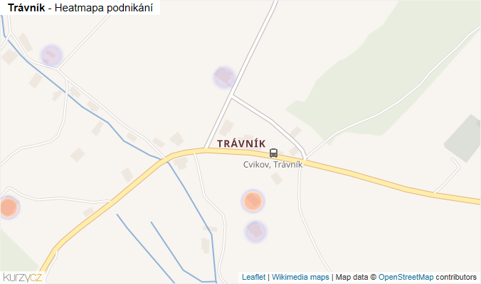 Mapa Trávník - Firmy v části obce.