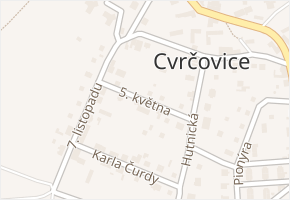 5. května v obci Cvrčovice - mapa ulice