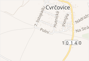 Polní v obci Cvrčovice - mapa ulice