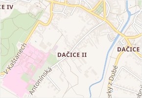 Dačice II v obci Dačice - mapa části obce
