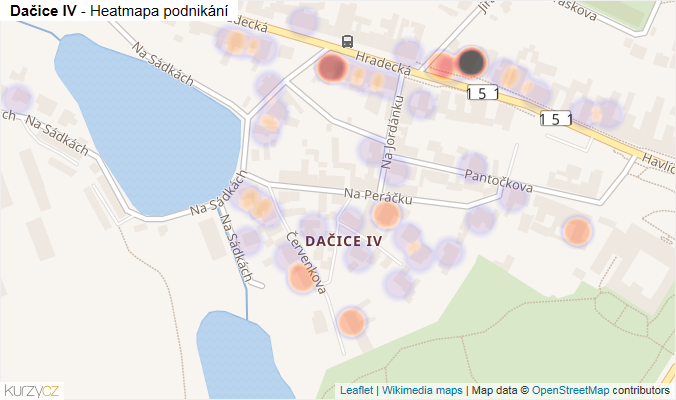 Mapa Dačice IV - Firmy v části obce.