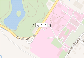 V Kaštanech v obci Dačice - mapa ulice