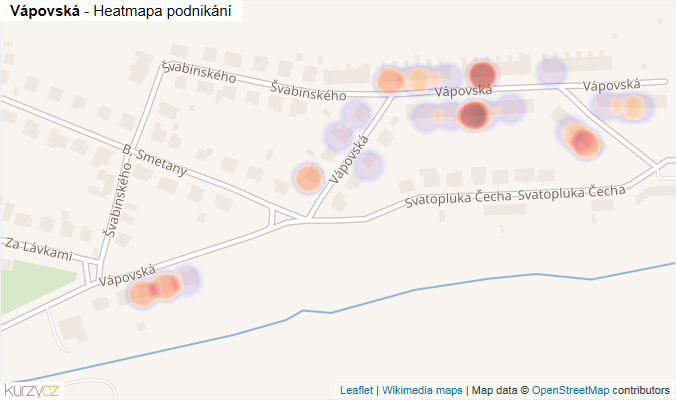 Mapa Vápovská - Firmy v ulici.