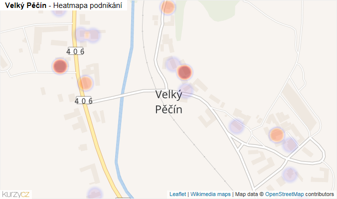 Mapa Velký Pěčín - Firmy v části obce.