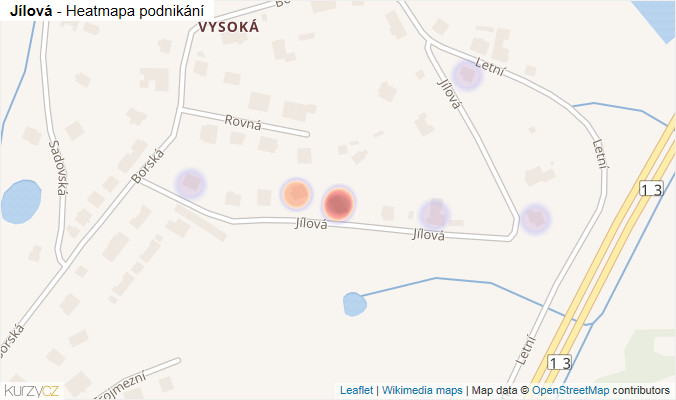 Mapa Jílová - Firmy v ulici.