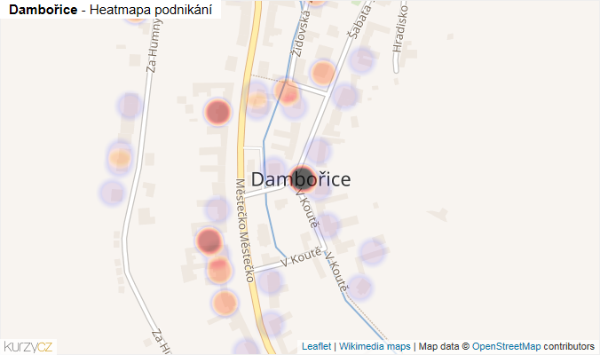 Mapa Dambořice - Firmy v části obce.