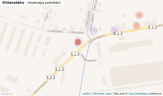 Mapa Křičenského - Firmy v ulici.