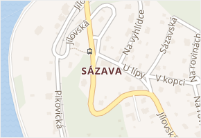 Sázava v obci Davle - mapa části obce