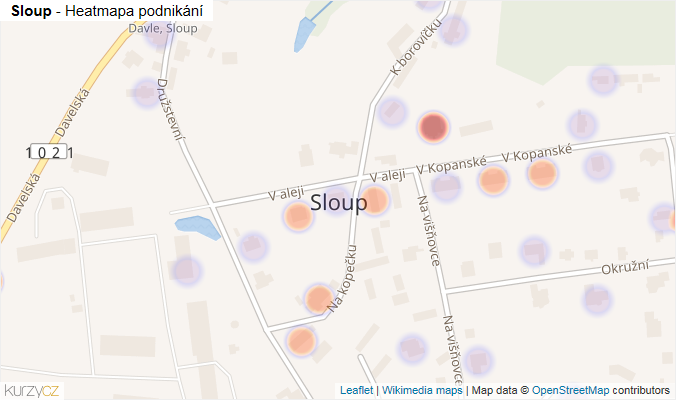 Mapa Sloup - Firmy v části obce.