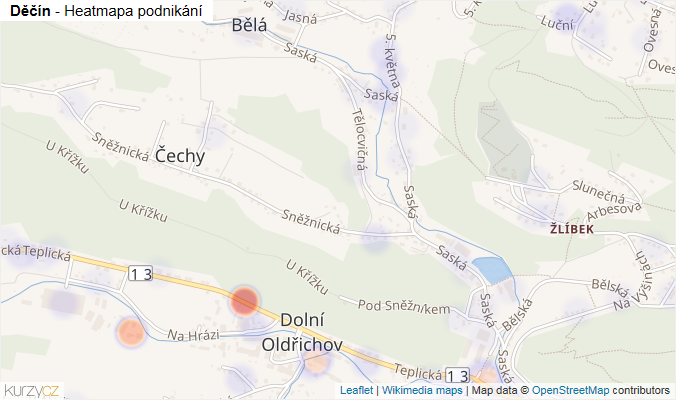 Mapa Děčín - Firmy v obci.