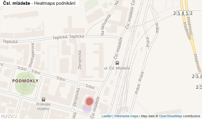 Mapa Čsl. mládeže - Firmy v ulici.