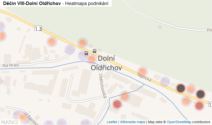 Mapa Děčín VIII-Dolní Oldřichov - Firmy v části obce.
