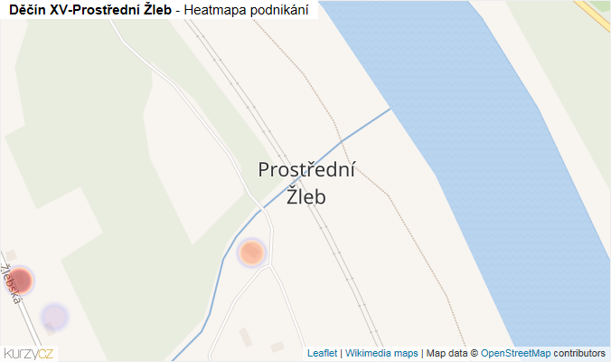 Mapa Děčín XV-Prostřední Žleb - Firmy v části obce.