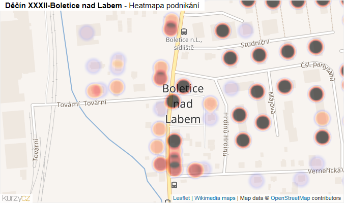 Mapa Děčín XXXII-Boletice nad Labem - Firmy v části obce.