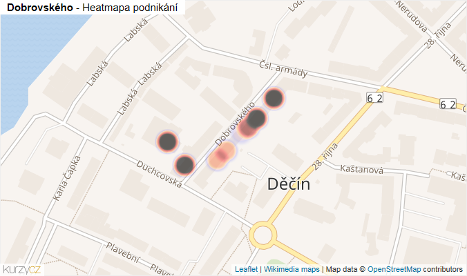 Mapa Dobrovského - Firmy v ulici.