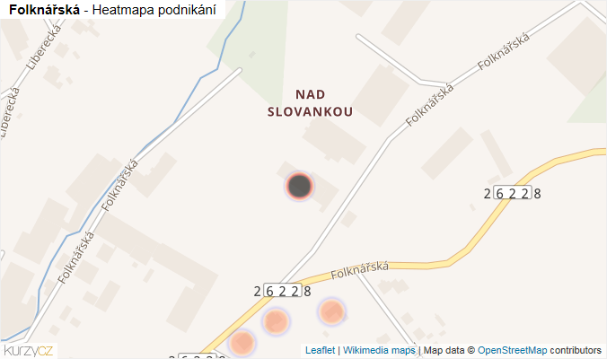 Mapa Folknářská - Firmy v ulici.
