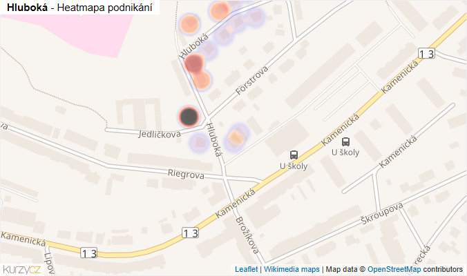 Mapa Hluboká - Firmy v ulici.