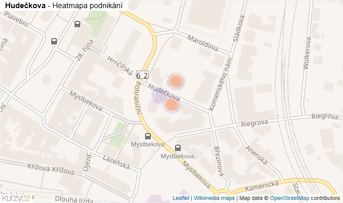 Mapa Hudečkova - Firmy v ulici.