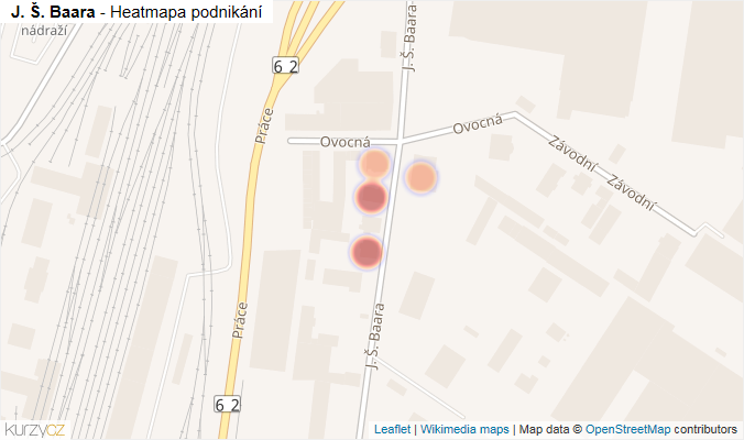 Mapa J. Š. Baara - Firmy v ulici.