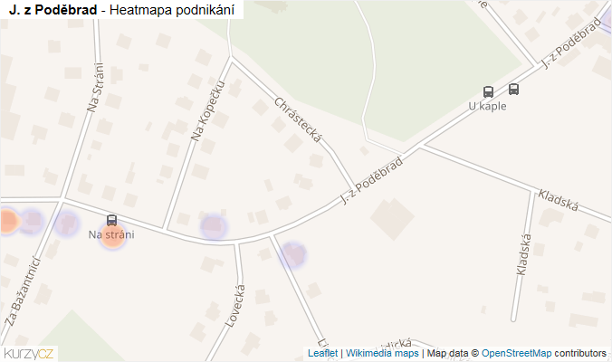 Mapa J. z Poděbrad - Firmy v ulici.