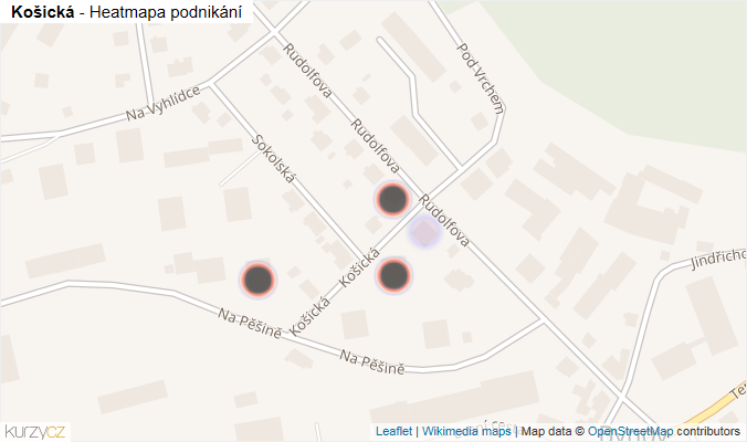 Mapa Košická - Firmy v ulici.