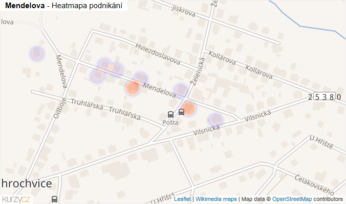 Mapa Mendelova - Firmy v ulici.
