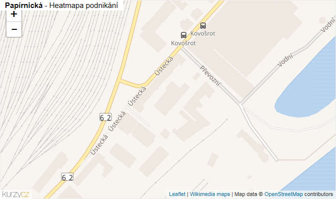 Mapa Papírnická - Firmy v ulici.