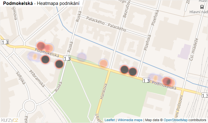 Mapa Podmokelská - Firmy v ulici.