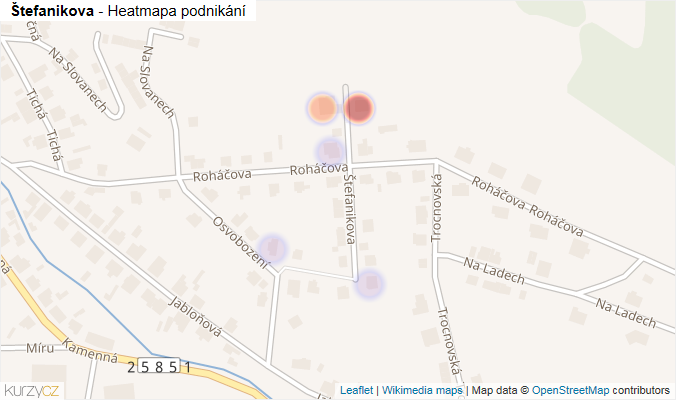Mapa Štefanikova - Firmy v ulici.