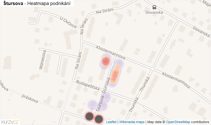 Mapa Štursova - Firmy v ulici.