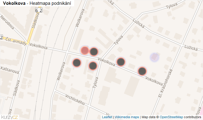 Mapa Vokolkova - Firmy v ulici.