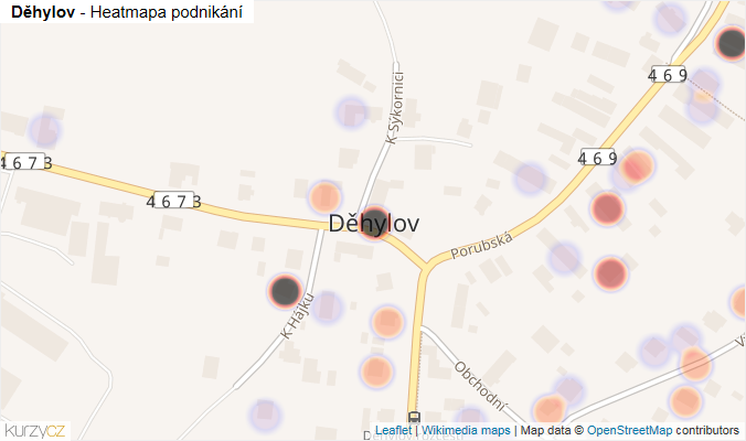Mapa Děhylov - Firmy v části obce.